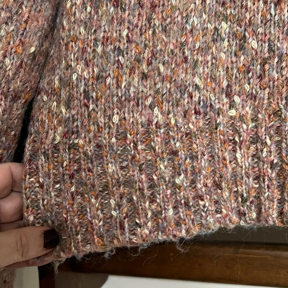 RD STYLE Pink/Orange/Cream Multi Color Mock Neck Cropped Sweater, Sz Small, GUC - Picture 7 of 9